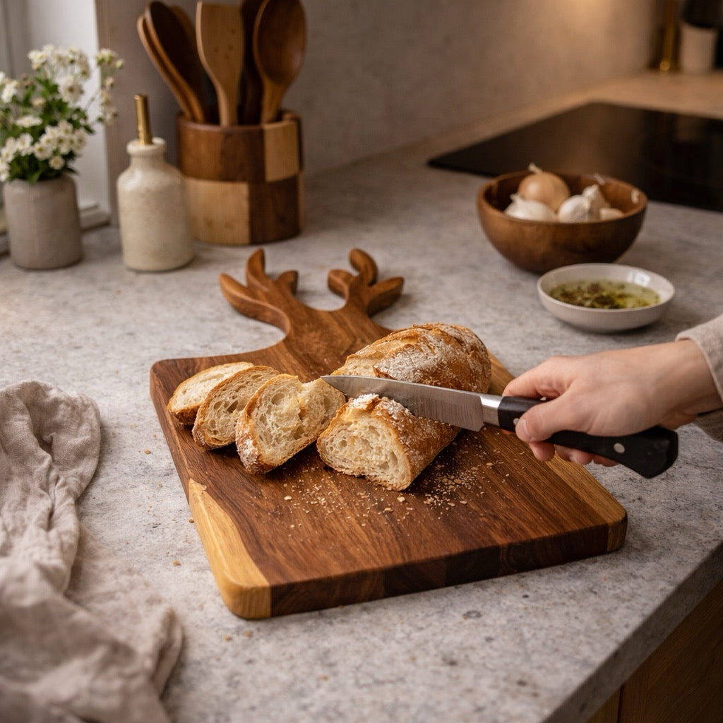Natural wooden tree shaped cutting board