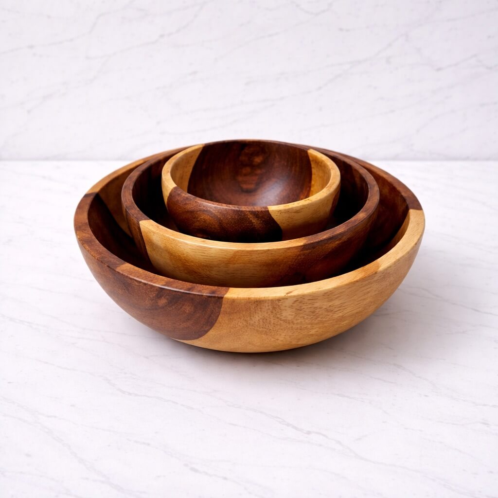 3 Set Natural Wooden Bowls