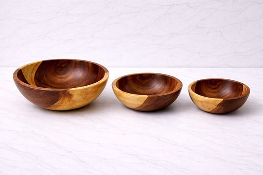 3 Set Natural Wooden Bowls