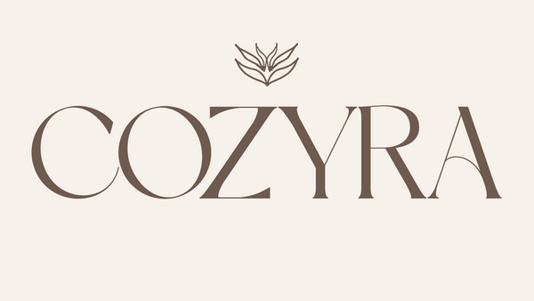 Cozyra logo on a beige background