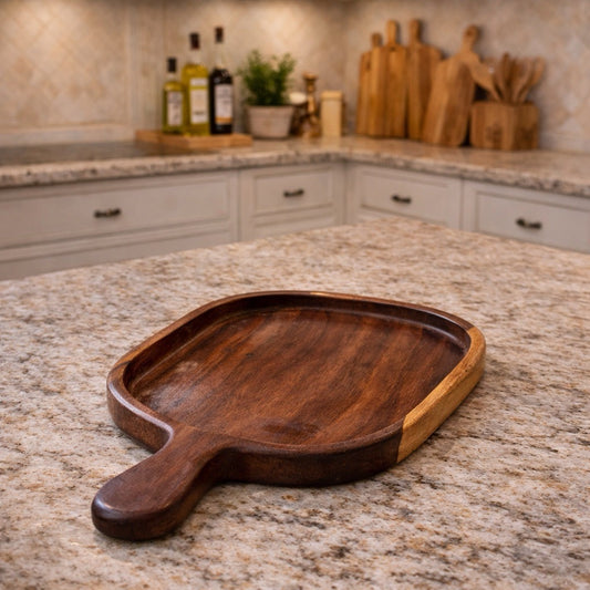 Natural wooden handed platter