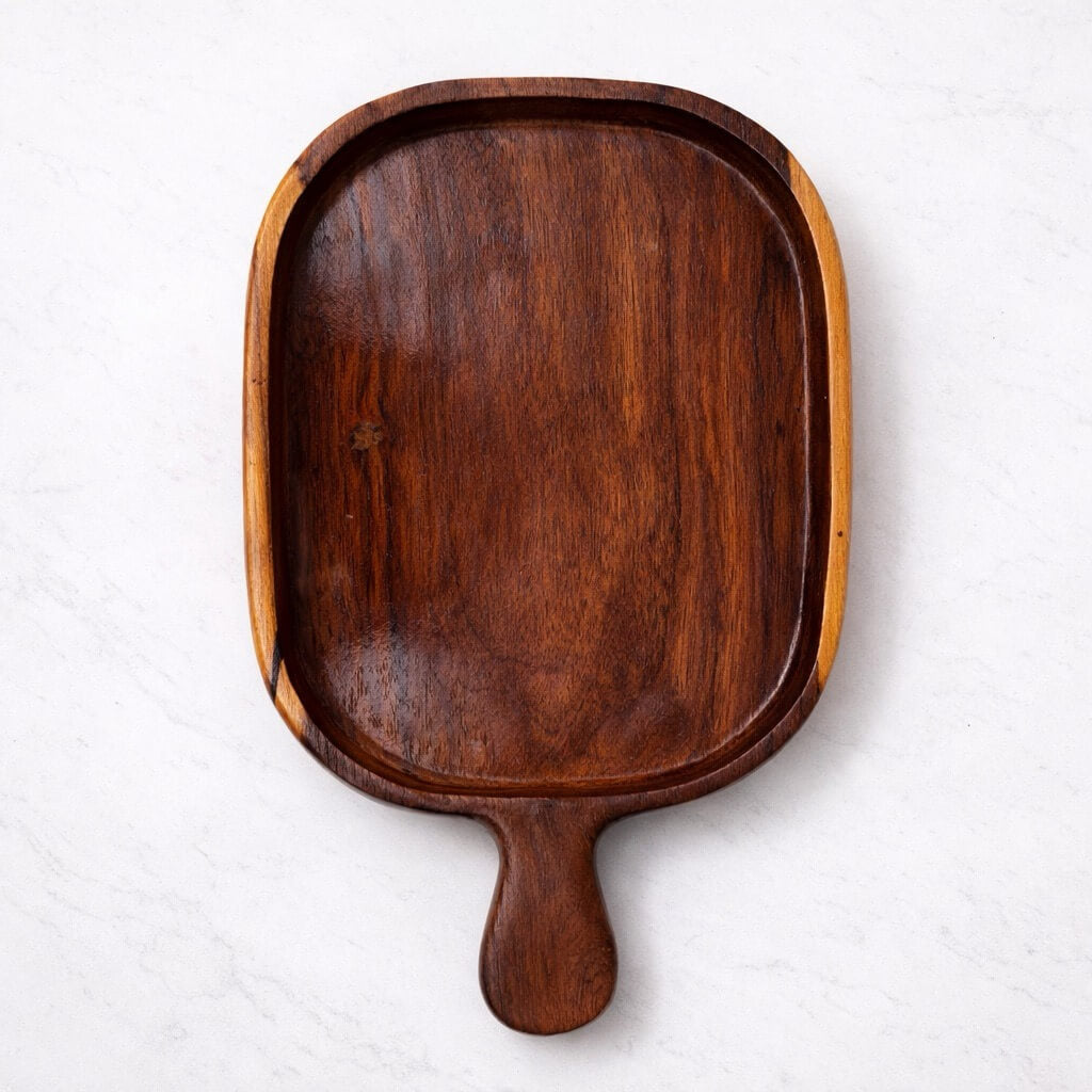 Natural wooden handed platter