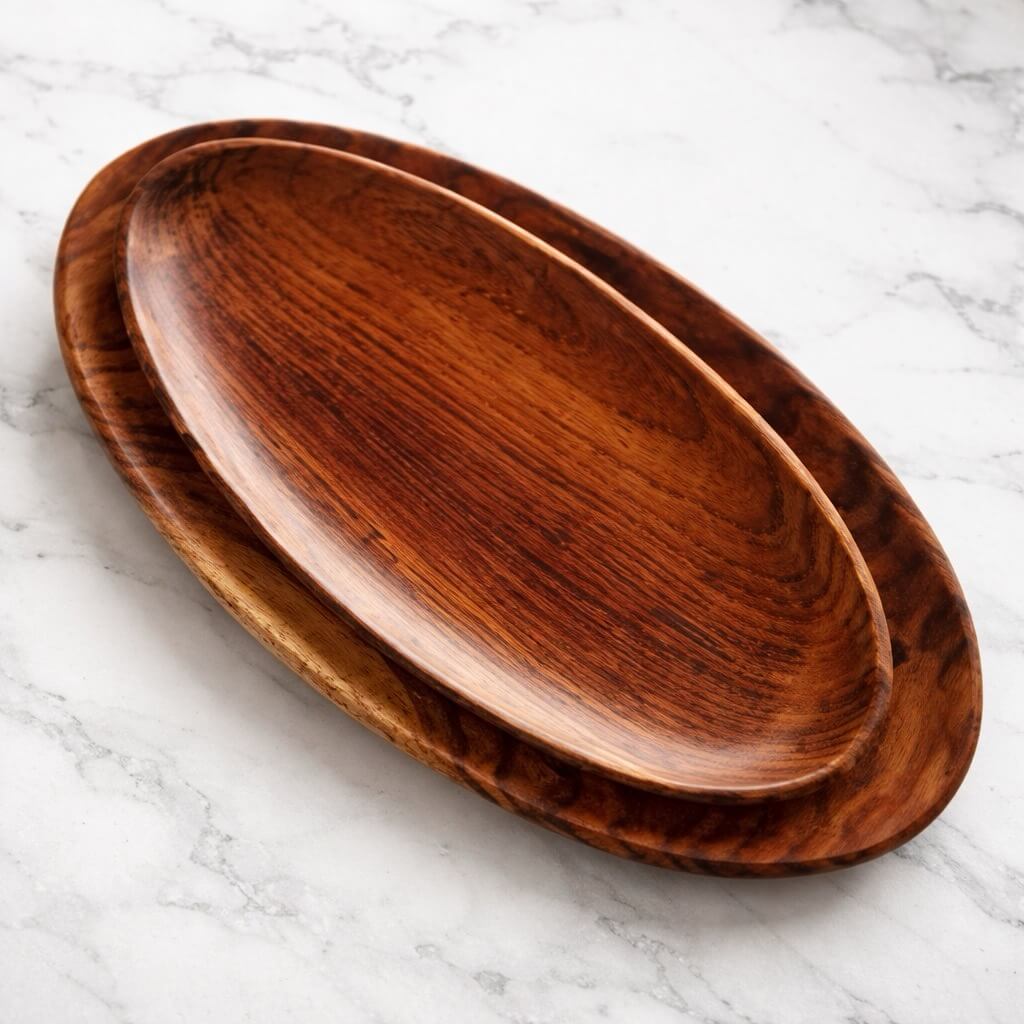 Natural wooden oval platter
