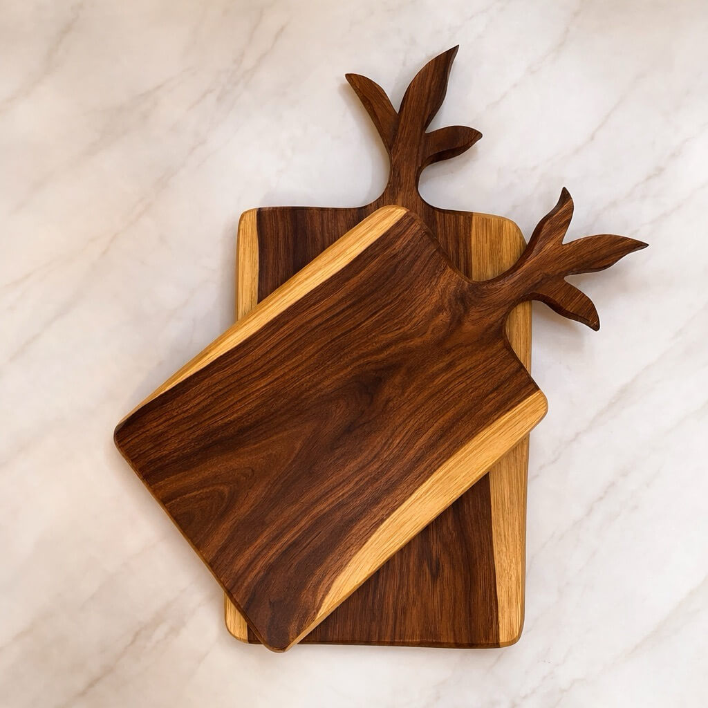 Natural wooden tree shaped cutting board