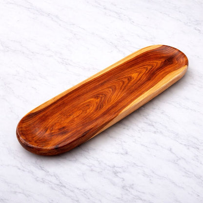 Natural wooden long oval platter