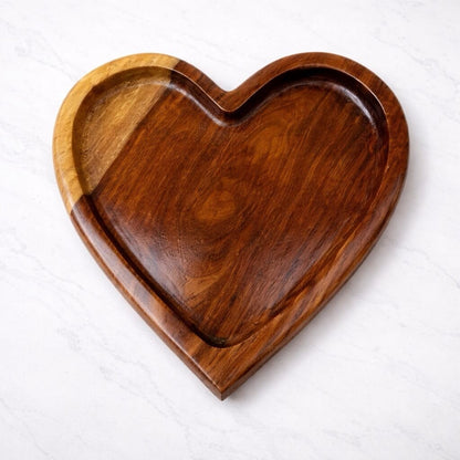 Natural wooden heart shaped platter