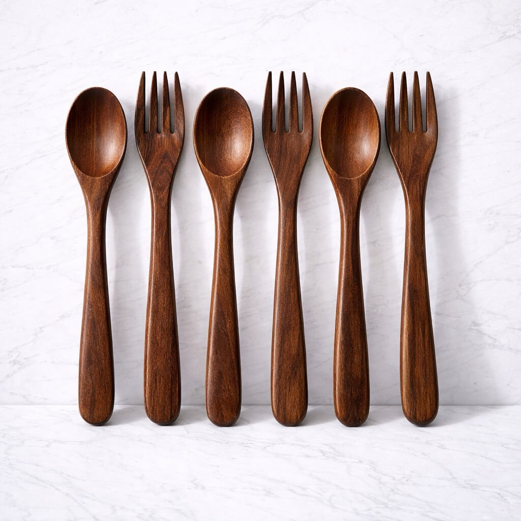 3 sets Natural wooden cutlery