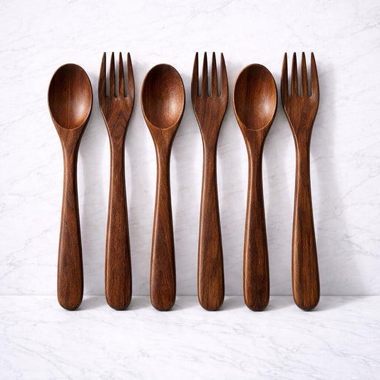 3 sets Natural wooden cutlery