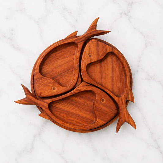 Natural wooden Fish-shaped nut tray